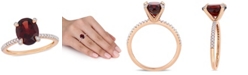 Macy's Garnet (3 ct.t.w.) and Diamond (1/10 ct.t.w.) Ring in 10k Rose Gold